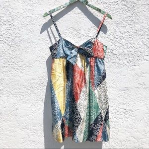 BCBGMaxAzria Empire Waist Silk Patchwork Dress